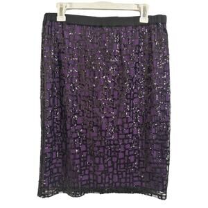 NWT Bob Mackie Wearable Art Purple Sequin Pull On Skirt S Party NYE Fairy Grunge